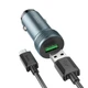 Адаптер автомобильный HOCO Z49A Level single port QC3.0 car charger set(Micro) Metal Gray - изображение 2