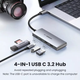 USB-хаб UGREEN CM480 USB-C to 2× USB 3.2+2×USB-C Adapter 10G (UGR-30758) (UGR-30758) - зображення 4