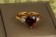 Кільце Xuping Jewelry серце з червоним каменем і краплями з боків р 16 золотисте - зображення 1