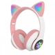 Беспроводные наушники Cat Ear YR-28 Детские с кошачьими ушками Bluetooth и RGB подсветкой Розовые - изображение 1