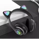 Беспроводные наушники Cat Ear YR-28 Детские с кошачьими ушками Bluetooth и RGB подсветкой Черные - изображение 2