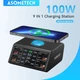 Настільний зарядний пристрій ASOMETECH 100W багатофункціональна 8-портова+Бездротова QI зарядка LED дисплей Швидка зарядка QC3.0 PD3.0 - зображення 1