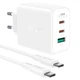 Мережевий зарядний пристрій ACEFAST A13 PD65W(USB-C+USB-C+USB-A) 3-port charger set White - изображение 1