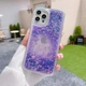 Чехол Glitter для Iphone 13&nbsp;Pro&nbsp;бампер жидкий блеск аквариум фиолетовый - изображение 2