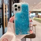Чехол Glitter для Iphone 14 Pro бампер жидкий блеск аквариум синий - изображение 1