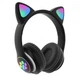 Бездротові навушники з вушками з мікрофоном Cat Ear світяться вушка і лапки кішки Bluetooth складні (Чорні) - изображение 3