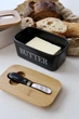 Масляна керамічна з бамбуковою кришкою та ножем для олії "Butter" Чорна 16,5х9,5 см (00000010467) - зображення 2