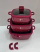 Набор квадратных кастрюль Higher Kitchen HK-323 с силиконовыми крышками и 5-ти слойным дном, Красный - изображение 3