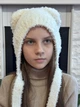Шапка-капюшон капор тедди с ушками на завязках Молочный One Size (0445) - изображение 1