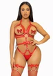 Портупея женская Боди эко кожа Leg Avenue Studded O-ring harness teddy S Красный ( SO8560 ) - изображение 1