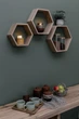 Комплект полиць із дуба. Шестигранні полиці натуральне дерево Wood Mosaic Oak Natural Hexagon Shelfes 40x34,5x11 см Дуб світлий (WM-NS-40x34,5x11) - зображення 1