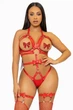 Портупея-боди из ремней экокожи Leg Avenue Studded O-ring harness teddy Красный S - изображение 1