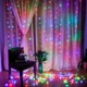 Светодиодная гирлянда штора 120 LED, 1,8x1,2м, 220В, прозрачный провод, 8 режимов, IP44 Мультиколор - изображение 8