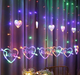 Светодиодная гирлянда штора Сердца-LOVE 12шт, 3х1м, 220V,&nbsp;8 режимов, IP44 - изображение 1