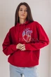 Красное женское худи теплое с вышивкой и капюшоном 12431-XS - изображение 1