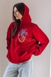 Красное женское худи теплое с вышивкой и капюшоном 12431-XS - изображение 3