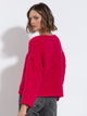 Sweter damski luźny Fobya F1499 46/48 Różowy (5903707147038) - obraz 2
