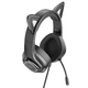 Ігрові навушники Hoco W107 CAT EAR GAMING з вушками/підсвіткою Чорний-рожевий - изображение 6