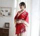 Пикантный атласный халат японский традиционный кимоно косплей Sexy Sleepwear ( XL ) Красный - изображение 2