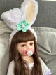 Лялька Реборн Reborn 55 см вушка зайчик силіконова NPK DOLL - зображення 4
