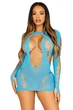 Бесшовное мини-платье Leg Avenue Long sleeve cut out mini dress One size Голубое - изображение 3