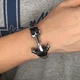 Чоловічий шкіряний браслет Primo Rope Anchor з застібкою якір - Black - зображення 6