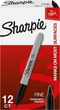 Маркеры перманентные Sharpie Permanent Markers, Fine Point Черный 12 шт. (‎‎‎30001) - изображение 1