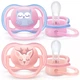 Пустушка ортодонтична Philips AVENT Ultra Air з декором для дівчаток 0-6 міс. 2 шт. (SCF085/02) - зображення 1