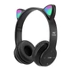 Наушники детские Bluetooth накладные Cat Ear P47M Гарнитура MP3 кошачьи ушки RGB Черные - изображение 1