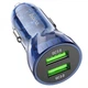 Зарядне автомобільне Hoco Z47 dual port QC3.0 transparent car charger із швидкою зарядкою Синій - изображение 1