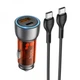 Зарядний автомобільний Hoco NZ8 Sprinter 43W dual port PD25W+QC3.0 set + кабель Type-C to Type-C швидка зарядка Помаранчевий - зображення 1