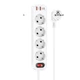 Подовжувач мережевий HOCO Aura 4-bit extension Cable socket fast charge NS1 |2USB/1Type-C, 4Sockets, 4000W, 20W/3A, PD/QC, 1.8m| white Колір Білий - изображение 5
