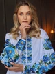 Українська вишиванка жіноча біла "Ксенія" вишита блуза квіткова на тканині льон-віскоза 12399-48 (L) - зображення 2