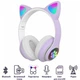 Беспроводные наушники с кошачьими ушками музыкальные блютуз Bluetooth наушники накладные UKC STN 28 Cat фиолетовые - изображение 3