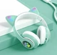 Беспроводные Bluetooth наушники с ушками аккумуляторные блютуз гарнитура с ушами с LED подсветкой MP3 плеером и радио UKC STN-28 Бирюзовые - изображение 3