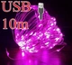 Гирлянда USB 10м, Розовая из медной и серебряной проволоки от повербанка, адаптера, ноутбука, компьютера 5V - изображение 1