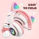 Беспроводные наушники с ушками с микрофоном Cat Ear светящиеся ушки и лапки кошки Bluetooth складные, Розовые - изображение 6