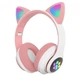 Беспроводные наушники с ушками с микрофоном Cat Ear светящиеся ушки и лапки кошки Bluetooth складные, Розовые - изображение 2