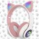 Беспроводные наушники с ушками с микрофоном Cat Ear светящиеся ушки и лапки кошки Bluetooth складные, Розовые - изображение 1