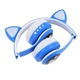 Беспроводные наушники с ушками с микрофоном Cat Ear светящиеся ушки и лапки кошки Bluetooth складные, Голубые - изображение 4