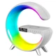 Настольная светодиодная лампа-ночник RGB 2663 с беспроводной зарядкой и часами белые - изображение 4