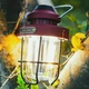 Стильный светодиодный аккумуляторный фонарь LED подвесная лампа для кемпинга ретро светильник с зарядкой USB ЮСБ с регулировкой света, Красный - изображение 1