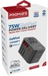 Перехідник мережевий Promate TripMate-GaN75 EU/US/UK/AU на EU/US/UK/AU, 3xUSB-С, 2xUSB-A 75W total Black (tripmate-gan75) - зображення 9