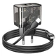 Зарядне мережеве Hoco N34 USB/Type-C QC3.0 PD20W + кабель Type-C to Type-C 1M швидка зарядка для мобільних пристроїв для телефона/смартфона Прозорий-Чорний - изображение 3