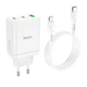 Зарядне мережеве Hoco N33 USB/2хType-C PD 35W + кабель Type-C to Lightning 1М швидка зарядка для мобільних пристроїв iOs Iphone Білий - изображение 3