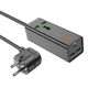 Мережевий фільтр Hoco AC9A 1x220V+2хUSB+ 1хType-C PD QC 30W 1.5М електричний подовжувач швидка зарядка для пристроїв Android Iphone Чорний - изображение 1
