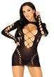 Бесшовное миниплатье Leg Avenue Long sleeve cut out mini dress Black One size - изображение 4