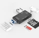 Картридер OTG 6 in 1 трансформер, TF, MicroSD, MicroUSB, USB, USB-Flash, Type-C. Компактный, черный - изображение 1