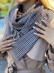Шарф My Scarf гусяча лапка синя бежевий кежуал віскоза, трикотаж декор-застібка кільця - зображення 5