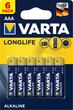 Батарейка Varta Longlife AAA BLI 6 Alkaline (4103101416) - зображення 1